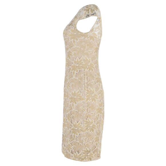 Temperley London Floral-Lace Midi Dress in Nude Polyester
